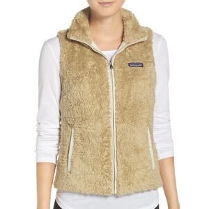Patagonia Los Gatos Womens Size Small Sherpa Pile Fleece Fuzzy Vest Beige Hiking